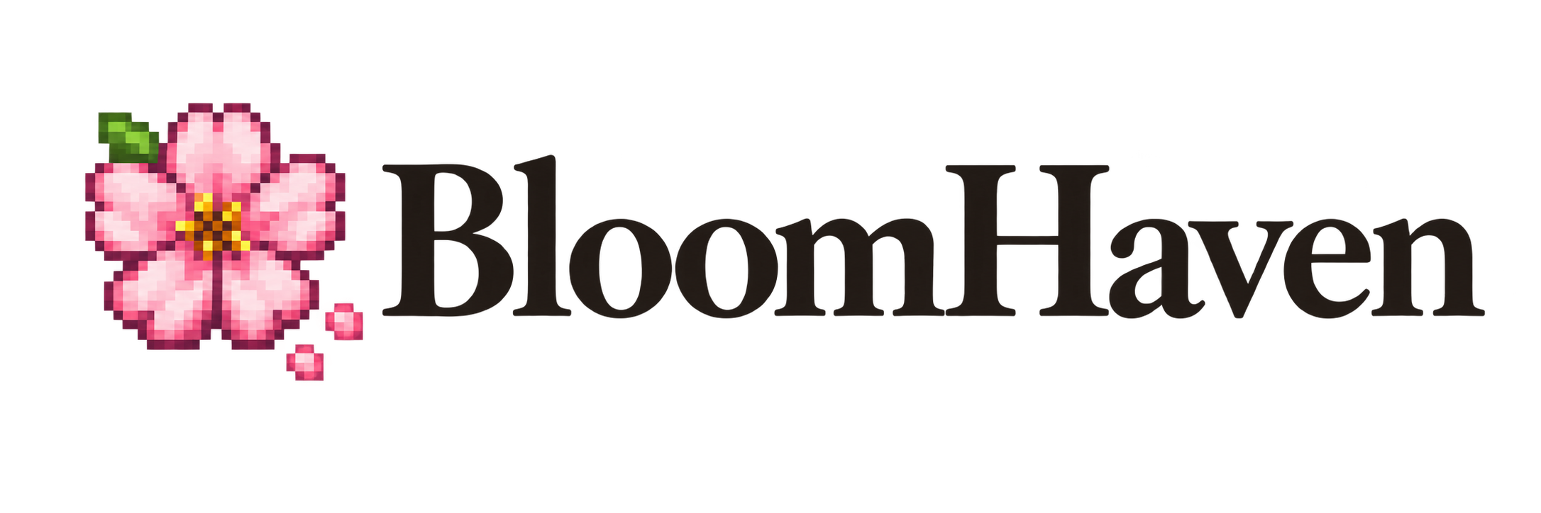 BloomHavenLogoWithText Image of the BloomHaven logo with the Petal Icon and BloomHaven written out.